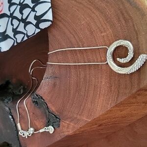 Brighton Cristalina, Crystal Swirl Pendant, Adjustable Necklace, 2 bags and card
